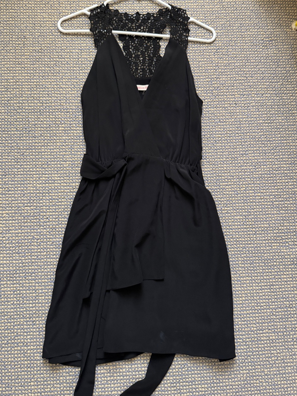 Rebecca Taylor Black Lace-Back Wrap Mini Dress